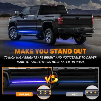 XRIDONSEN 2 Pack 70 inch Blue Emergency Lights 864 LED Running Board Lights - color: Blue