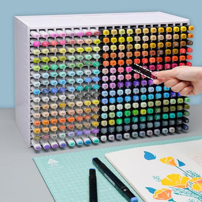 SANFURNEY Art Marker Storage Rack for 300 Markers - size: Rack for 300 Markers - White