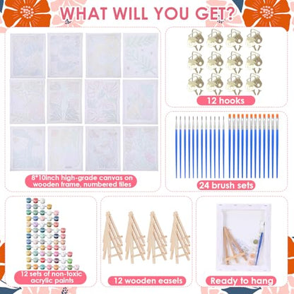 RoundFunny 12Set Paint by Numbers Kit for Adult Garden Bloom Painting 8x10 - style: Garden Bloom