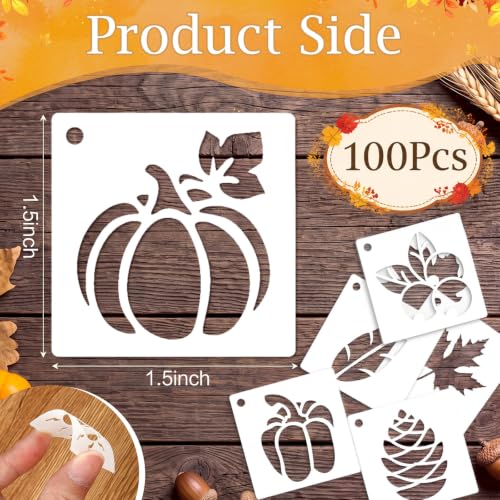 Fainne 100 Pcs 1.5 Inch Fall Autumn Theme Small Stencils for Crafts - style: Fall