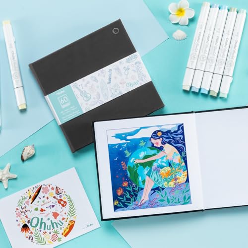 Ohuhu 6.3"x6.3" Double-Sided Bleedproof Marker Pad Art Sketchbook 60 Sheets - size: 6.3" x 6.3"