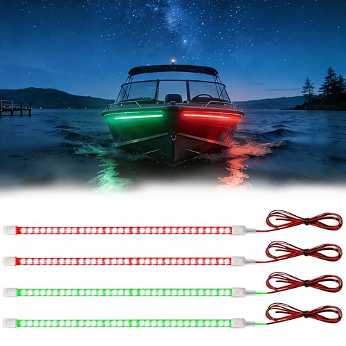 YM E-Bright Marine LED Navigation Light Strips, 12inch Red Green 12V 4PCS - color: 2 Pcs Green+2 Pcs Red, size: 12 inch