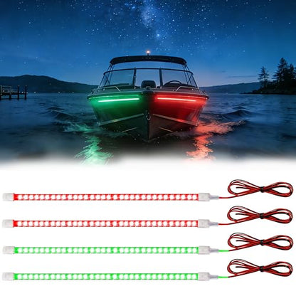 YM E-Bright Marine LED Navigation Light Strips, 24inch Red Green 12V 4PCS - color: 2 Pcs Green+2 Pcs Red, size: 24 inch