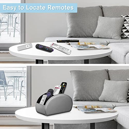 FINTIE Remote Control Holder with 13 Compartments Vegan Leather - color: Silver Gray