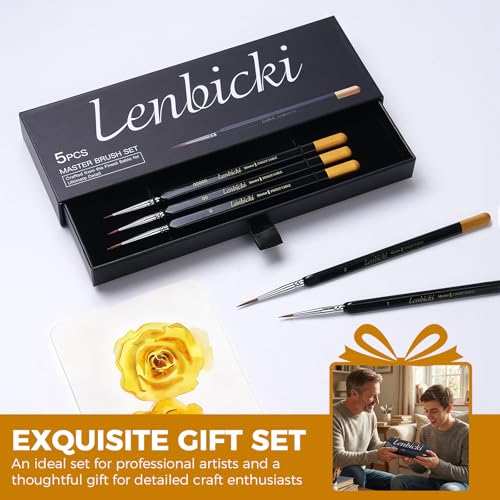 5PCS Kolinsky Sable Paint Brushes for Miniature Watercolor Acrylic Oil