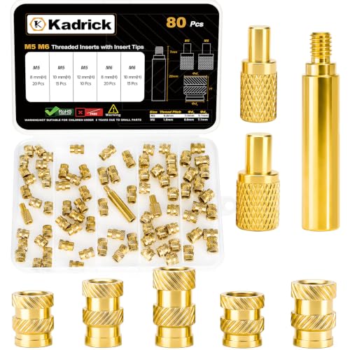 Kadrick 80 Pcs M5 M6 Heat Set Inserts for Plastic,M5 & M6(8mm-12mm) - size: M5 M6 Kit H8-12mm 80Pcs + Tools