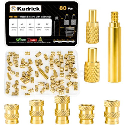Kadrick 80 Pcs M5 M6 Heat Set Inserts for Plastic,M5 & M6(8mm-12mm) - size: M5 M6 Kit H8-12mm 80Pcs + Tools