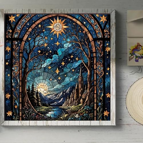 XIYOUVIGOR Magical Night Sky Stained Glass Window Diamond Art Kits - color: Magical Night Sky