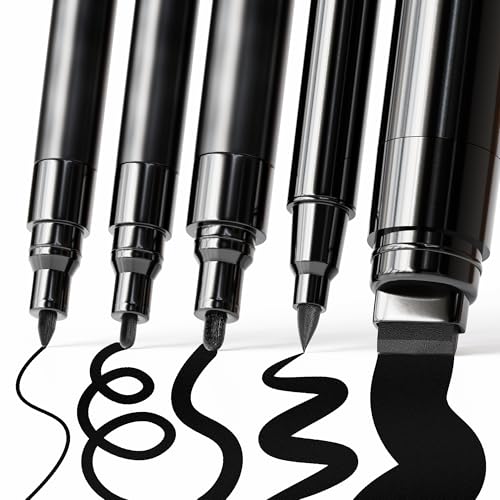 ARTISTRO Black Paint Pens - Various Tips - Set of 5 - color: Black