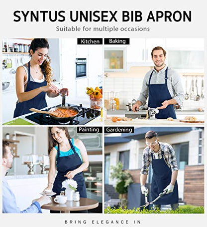 Syntus Apron for Men Women, Adjustable Cooking Kitchen Apron with 2 Pockets - color: Blue Dark, style: 2 Polyester
