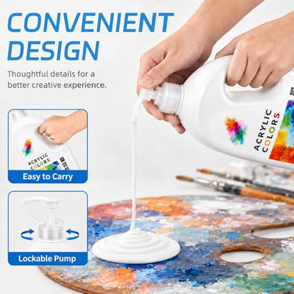 Falling in Art Large 67.6Oz Titanium White Acrylic Paint, Non-Toxic - color: Titanium White