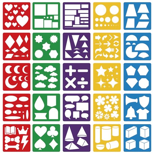 CUTHOLLOW 25 PCS Geometric Elements Painting Shape Stencils Sets - style: Geometric Elements