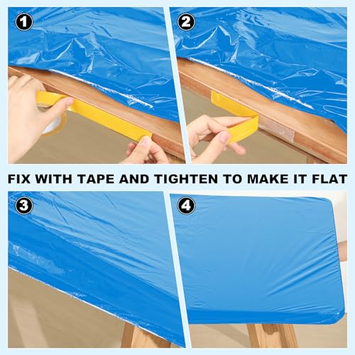 Boao 12 Plastic Elastic Fitted Tablecloths, 6 Ft, 72 x 30 Inch, Blue - color: Blue, size: 6 Ft, 72 x 30 Inch
