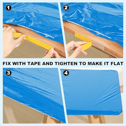 Boao 12 Plastic Elastic Fitted Tablecloths, 6 Ft, 72 x 30 Inch, Blue - color: Blue, size: 6 Ft, 72 x 30 Inch