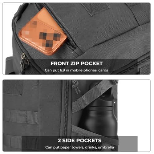 ArcEnCiel 10L/20L Mini X-Small Tactical Backpack MOLLE Daypack Gear Pack Camping Bag with Patch - color: Grey&green, size: 20L