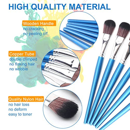 GACDR 1 Inch Oval Mop Brush Set, 6PCS Blending Brushes for Acrylic Painting - size: 1 inch