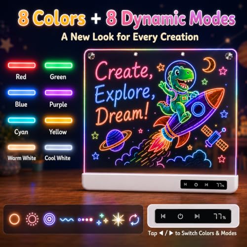 Cardivek LED Drawing Board for Kids, 16" Rechargeable Light Up Tablet - color: White