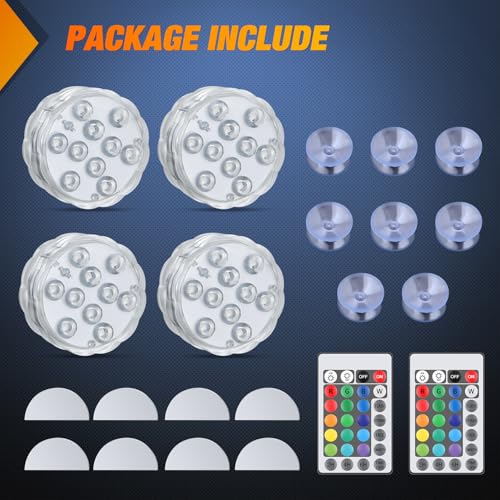 Nilight Marine Boat Light 4 PCS 10LED RGB Wireless Multi Color Lights - color: 4PCS RGB Boat Light