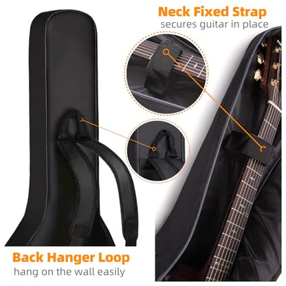 GIGKOUKI Guitar Bag 38 39 Inch Acoustic Guitar Gig Bag Soft Case 0.35 Inch Thick Padding Classical Guitar Backpack Large Pocket with Hanger Loop and Neck Strap（39 inch） - size: Acoustic 39 Inch