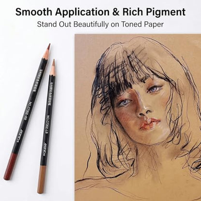 Marie's Professional Charcoal Drawing Set - Premium Artist Sketching Pencils for Portraits & Fine Art - Ideal for Professional Artists & Studio Creation(Red Brown) - style: Red Brown (10pcs)