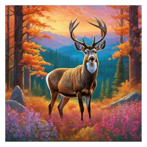 FHBUBPUP Deer Diamond Art Kits for Adults, Autumn Diamond Painting Kits