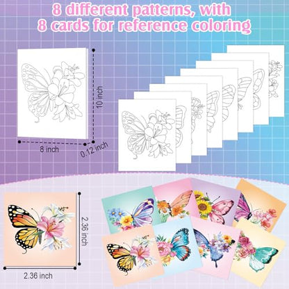 Cholemy 36 Pcs Paint and Sip Kit Gift for Adults 8''x10'',Butterfly - style: Butterfly