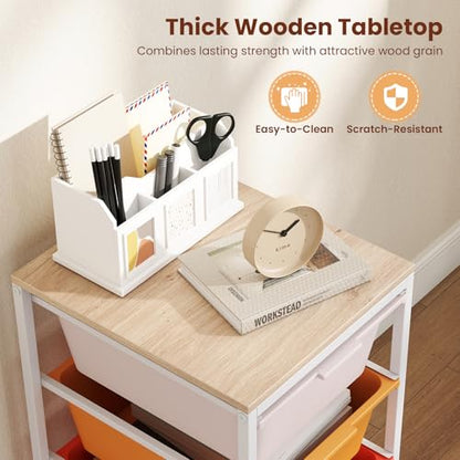 RELAX4LIFE 4-Drawer Rolling Storage Cart w/Lockable Wheels(Macaron) - color: Macaron, size: 28”H