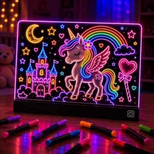 16-Inch LED Drawing Board Rechargeable; Fun Birthday Gift - color: Black