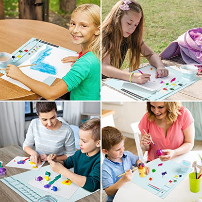 Silicone Art Mat with Cup, Painting Mat for Crafts Resin Casting - color: Blue