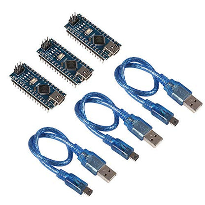 AITRIP 3pcs for Arduino Mini Nano V3.0 ATmega328P 5V 16M Micro Controller Board Module with 3pcs USB Cable Compatible with Arduino IDE - color: 3PCS