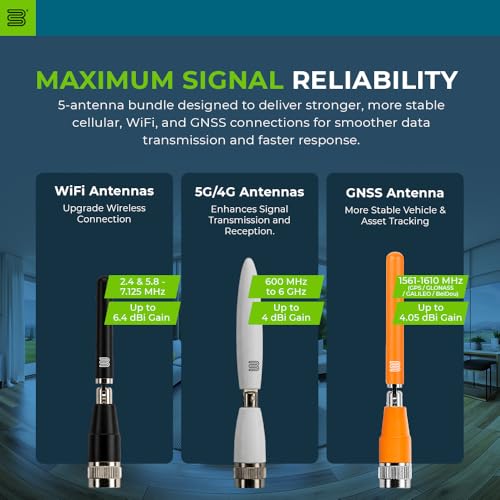 Bolton Dart 5 Antenna Kit | 2X 5G/4G LTE Cellular, 2X WiFi, 1x GNSS | White