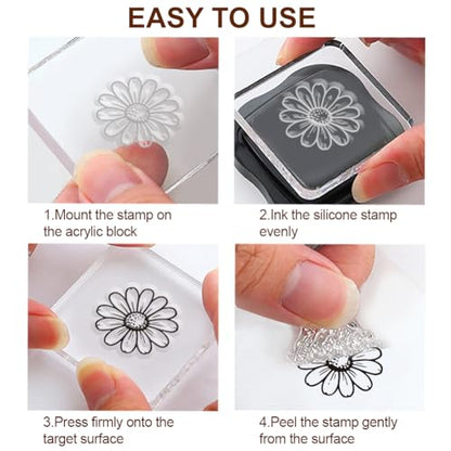 6Pcs Wildflower Clear Stamps for Card Making, 20 Ink Pad - style: 29Pcs Wildflower Clear Stamps