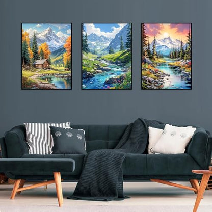 Axquilon 3 Pack Landscape Diamond Art Kits for Adults 12x16inch - color: 3 Pack Landscape