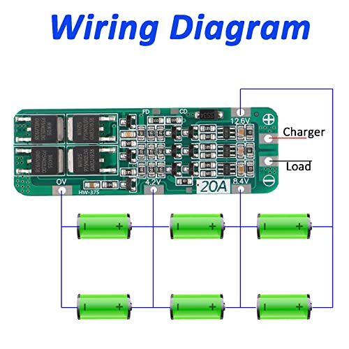 6pcs 3S 20A BMS 18650 Li-ion Lithium Battery Charger Module BMS Protection Board PCB 11.1V 12V 12.6V Module Over-Discharge/Over-Current