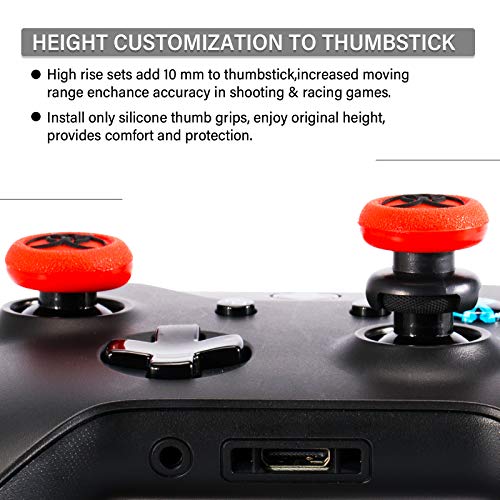 FPS Thumbstick Extender & 3D Texture Rubber Silicone Grip Cover 2 Sets for Xbox Series X/S & Xbox One Controller(BioH Red) - color: bio red