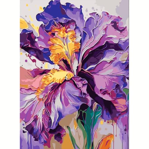 Iris Flower Paint by Numbers Kits for Adults Beginner 16 X 20 inch - color: Iris Flower
