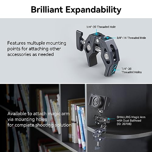 SMALLRIG Super Clamp, Camera Mount with 1/4'' and 3/8'' Threaded Holes - size: Small