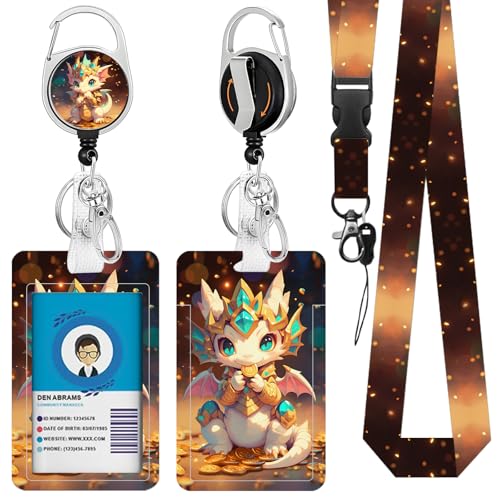 Cartoon Dragon for ID Badge Holder, Dragon ID Badge Holder - color: Cartoon Dragon-golden