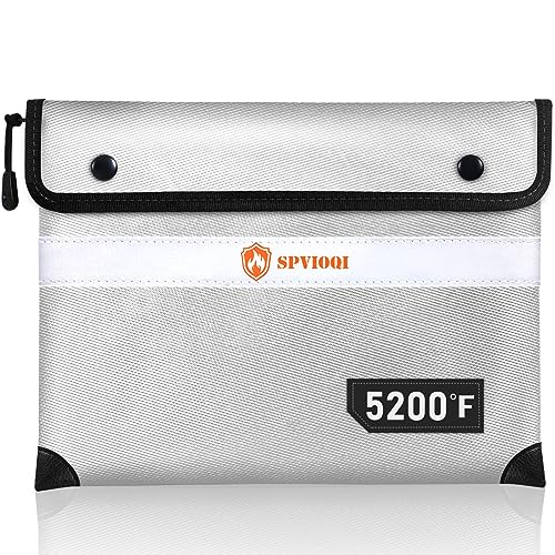 Upgraded 5200°F Fireproof Document Bag with Heat Insulated, Water Fire Proof Bags with Zipper,8 Layers of Functional Materials and Reflective Strip, Fireproof Money Bag for Cash/Documents/Valuables - color: Silver Gray, size: 12" x 8.5"