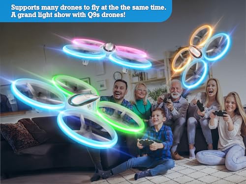Q9s Drones for Kids,Cool RC Drone with Altitude Hold and Headless Mode,Hobby Quadcopter with Blue&Pink Light,2 Batteries and Remote Control,Birthday and Xmas Gifts Toys for Boys and Girls,Pink - color: Pink