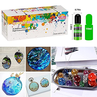 Epoxy Resin Pigment, 27 Bottles Resin Colorant Liquid Dye for Jewelry Make