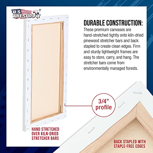 U.S. Art Supply 8"x16" Stretched Canvas for Painting, 3/4" Profile, 6-Pack - size: 8" x 16"