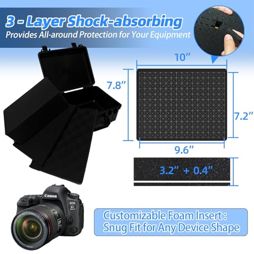 Hard Waterproof Camera Case with Customizable Foam Insert Shockproof Protective Hard Shell Case for DSLR Camera,Lens,Drone,Precision Instruments,Dustproof Travel Storage Case (Camera Case-11-Inch) - size: Camera Case-11-Inch