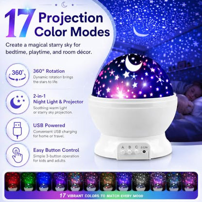 Star Projector Night Light for Kids | Kids Night Light Projector - color: White