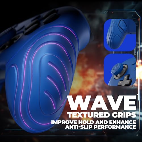 PlayVital for Nintendo Switch 2 Pro Controller Silicone Cover – Samurai Edition Protective Skin Case for Switch 2 Pro Controller with Back Button Caps & Thumb Grips & Stickers, Shockproof - Blue - color: Blue
