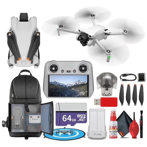 DJI Mini 3 Drone with DJI RC Remote Foldable Lightweight 4K Camera Quadcopter Bundle (CP.MA.00000587.01) + 64GB Card + BackPack + Landing Pad + Card Reader + More - style: Mini 3