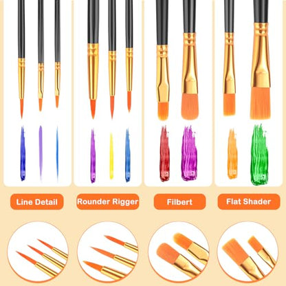 ESRICH 100PCS Paint Brushes, Paint Brush for Acrylic Painting - color: Black, size: 100