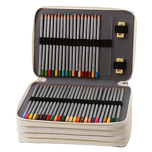 250 Slots Pencil Case 5-Layer Zipped Holder w/Handle - color: White + Flower, size: 250