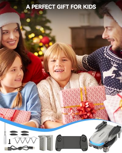 SIMREX 4K FPV Drone with Brushless Motor for Beginners & Teens — 40-Min Flight, Optical Flow Positioning, Gesture Control & VR Mode, Foldable Camera Drone Gift for Kids Ages 8+(Gray) - color: Gray