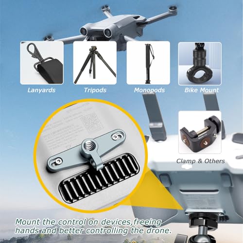 Bike Mount Tripod Adapter for DJI RC/RC2 Remote Control, Neck Strap Holder with 1/4" Screw Hole for DJI Mini 4/Mini 3 Pro